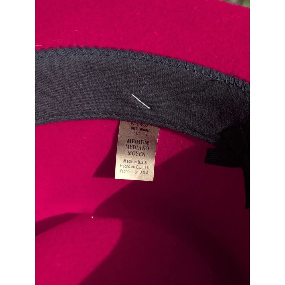 Vintage Outback Trading Co Blood RED Ascot 1322 100% Wool Hat Made In USA Medium